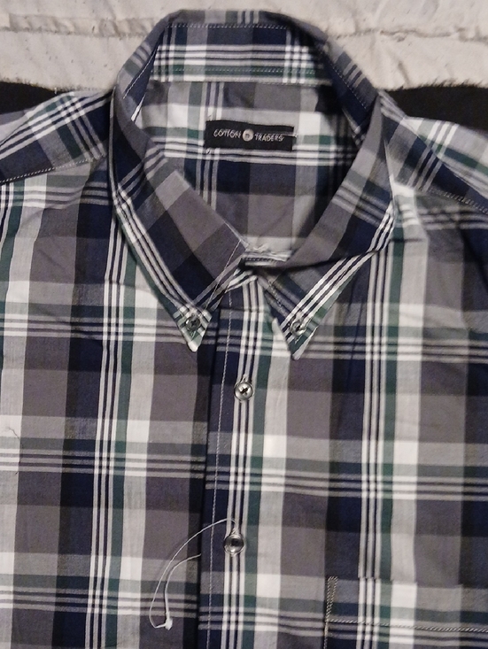 Cotton Traders Other - Men’s Black And Gray Plaid Button Down Shirt Short Sleeve New Without Tags